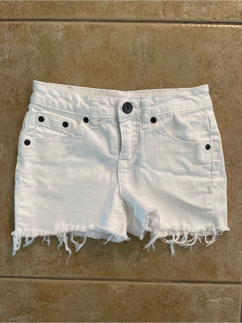 Justice Simply Low White Jean Frayed Shorts Girls Size 10R